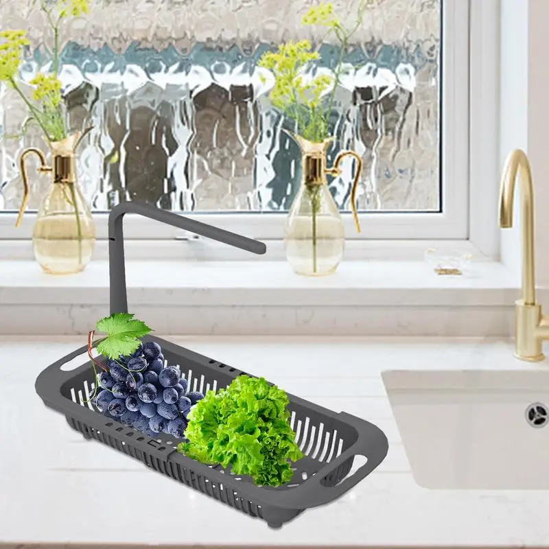 Over The Sink Strainer Stretchable Strainer For Food Draining Vegetable Cleaning Tools Cooking Gadgets For Broccoli Cucumber