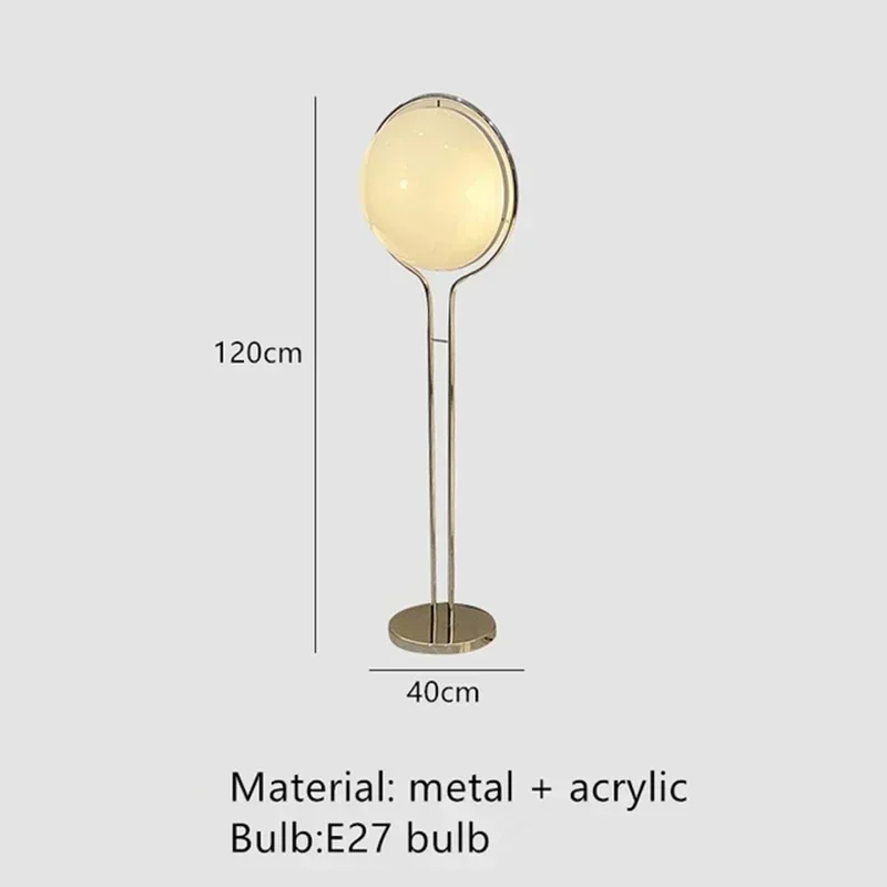 Italië Design Chroom Metaal LED Vloerlampen Creatieve Witte Acryl Bal Staande Licht Woonkamer Slaapkamer Home Verlichtingsarmaturen
