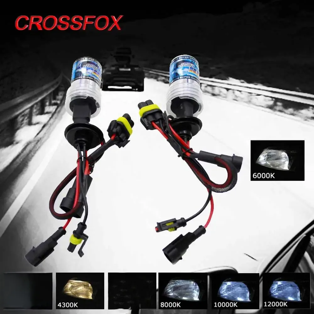 CROSSFOX 2 uds 55W Hid bombillas de xenón H1 H7 9005 9006 lámpara de faro de coche luz antiniebla 4300K 6000k 8000k 10000K 12000K
