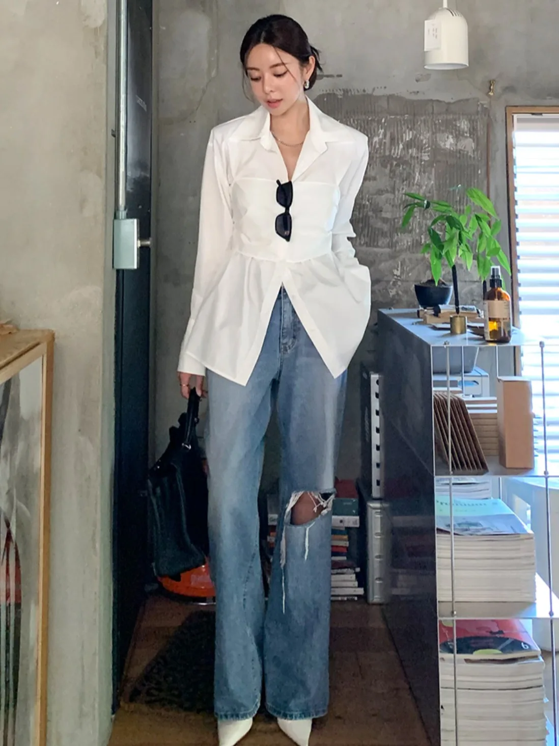 

Ele Autumn Long Sve irt Женский шикарный утягивающий пояс с узлом спереди Ne Универсальный Faion Commute Sle Regular Fit