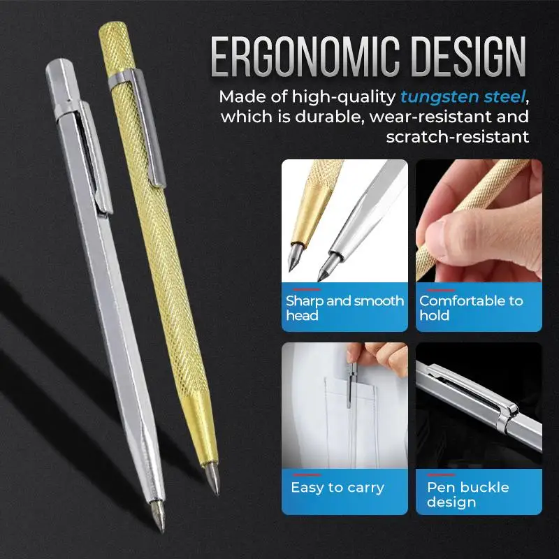 Portable Alloy Metal plate glass mark lettering stroke needle gold carbide scribing pen tile knife needle Tip Scriber Pen Engrav