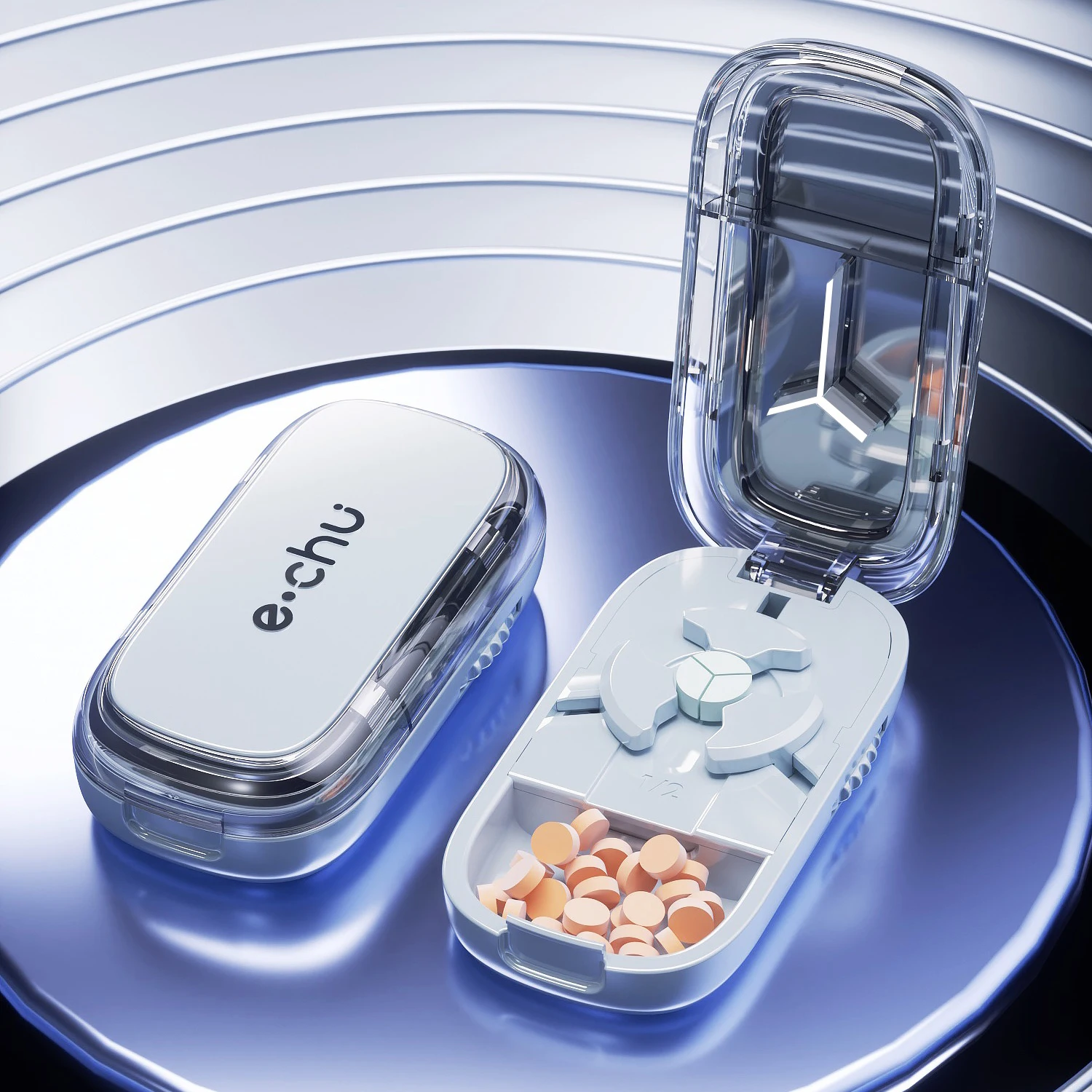 Newest Pill Cutter Adjustable Precise Cutting One Third with Hidden Sharp Blade for Multiple Tablet Portable Medicines Splitter
