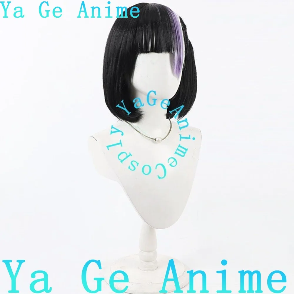 Nikke Syuen Cosplay Wig Black Bob Short Hair with Inner Highlights Synthetic Heat Resistant Fiber Game Cospaly Wigs
