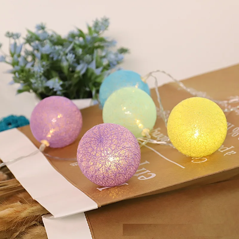 10 leds bolas de algodão luzes led fada guirlanda bola luz para casa quarto criança festa natal jardim iluminação do feriado decoração