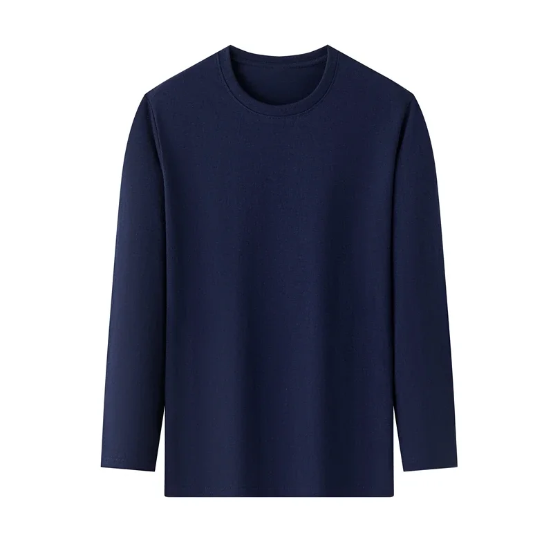 Heren effen kleur ronde hals lange mouw T-shirt katoen zomer comfortabel ademend casual top in verschillende kleuren