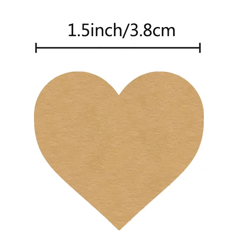 Kraft Paper Love Heart Shaped Sticker 25mm/38mm Seal Labels Stationery Sticker Scrapbooking for Wedding Party Gift Packaging