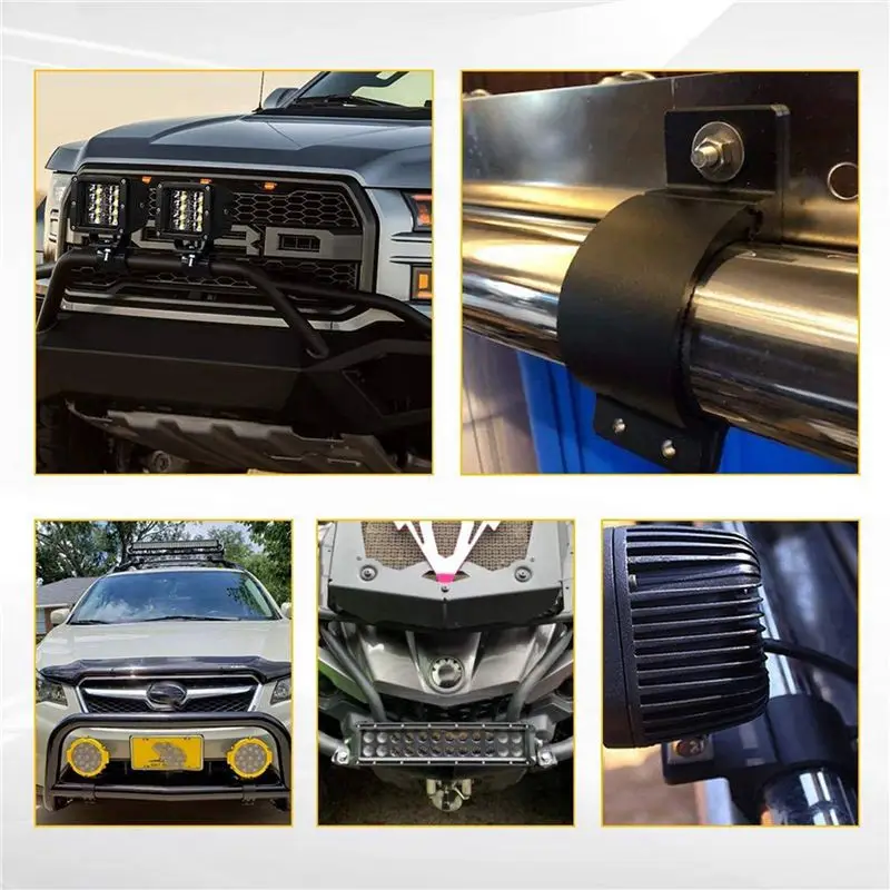 A09E-2X 3 Inch 76-81Mm Bull Bar Roll Cage Mount Bracket Clamps LED Work Light Bar Holder For SUV ATV Truck Motorcycle Boat
