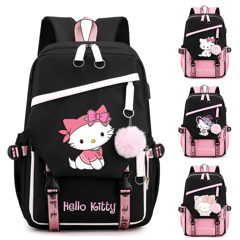 

Рюкзак Hello Kitty для девочек-подростков, школьный ранец для мальчиков и девочек, детская школьная сумка, Женский тканевый ранец для отдыха, Мультяшные рюкзаки