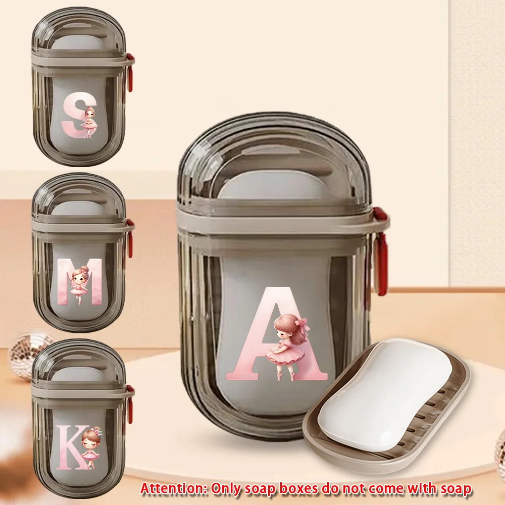 

Portable Soap Box Storage Box With Soap Tray Reusable Soap Organizer Ballerina Girl Initial Name 26 Letters Pattern