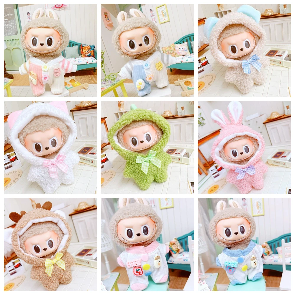 17cm Cute Mini Plush Doll'S Clothes Outfit Accessories For Korea Kpop Exo Labubu Idol Dolls Jumpsuit  Clothing DIY Kid Gift