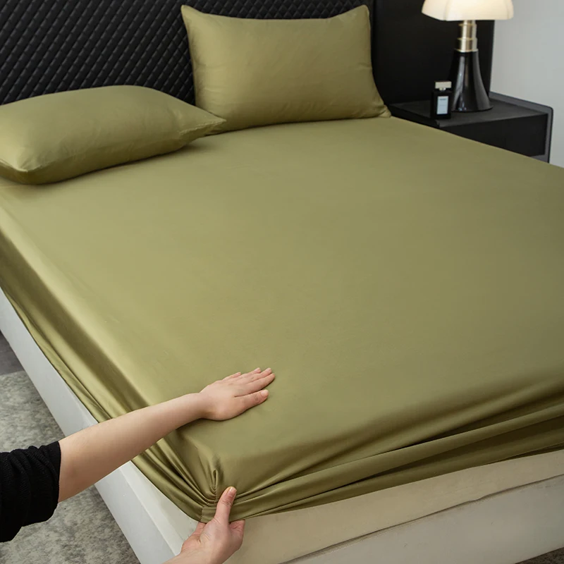 3PCS Fitted Sheet Set Eucalyptus Lyocell Fiber Mattress Cover With Deep Pocket Silky Summer Cool Bed Linens US Full Queen King