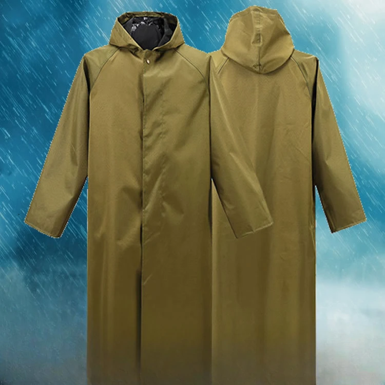 Long Sleeve Canvas Padded Outdoor Hiking Site One-piece Windbreaker Poncho Raincoat