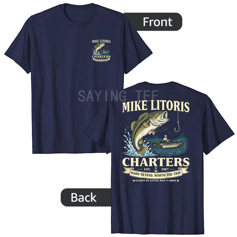 Funny Adult Humor Mike Litoris Innuendo Gag Gifts 2-Sided T-Shirt Y2k Sarcastic Embarrassing Inappropriate Fishing Saying Tee
