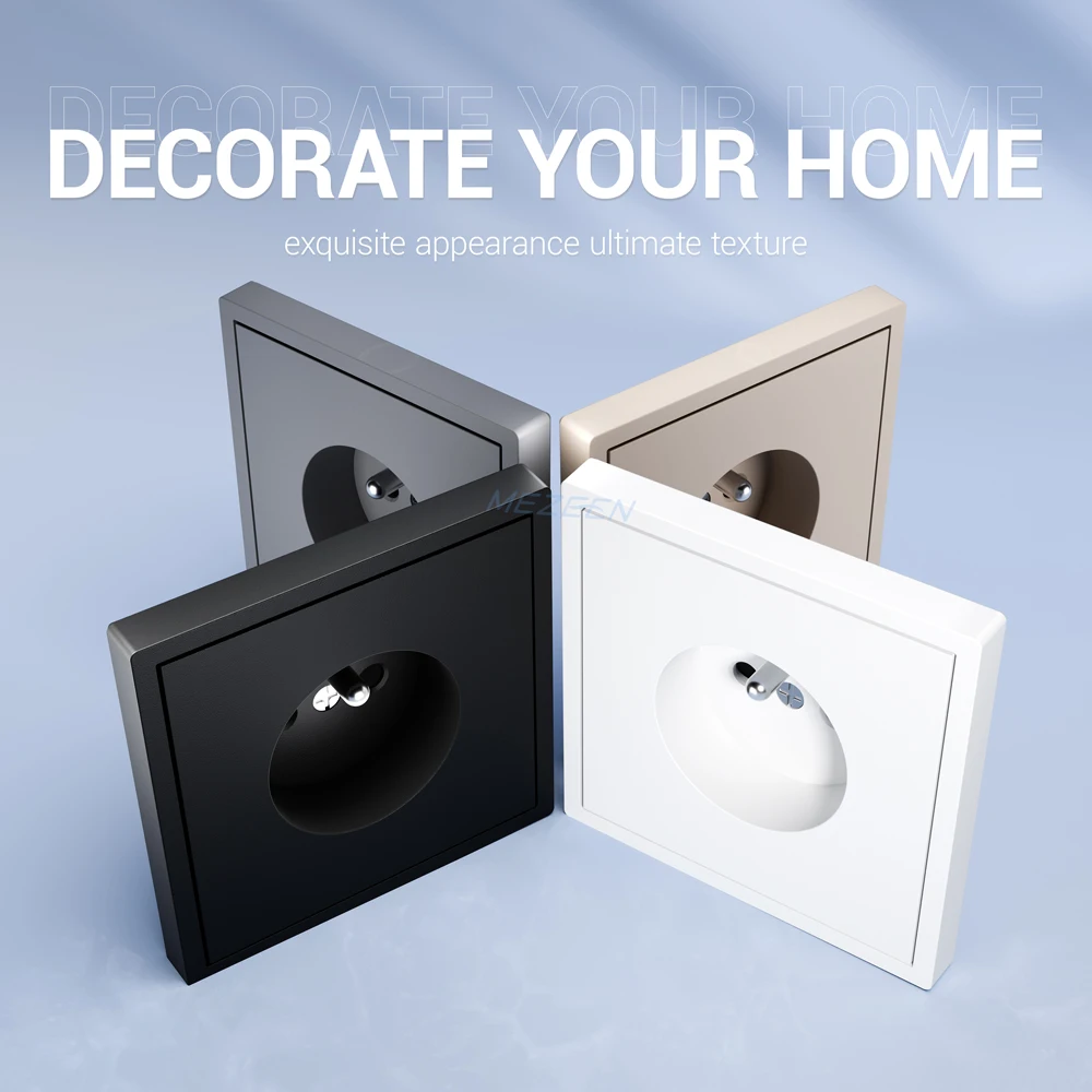 EU Standard Wall Socket 80*80mm Z Series Large Panel French Socket White Black Grey Gold 250V 16A PC Panel CE RoHS Certification