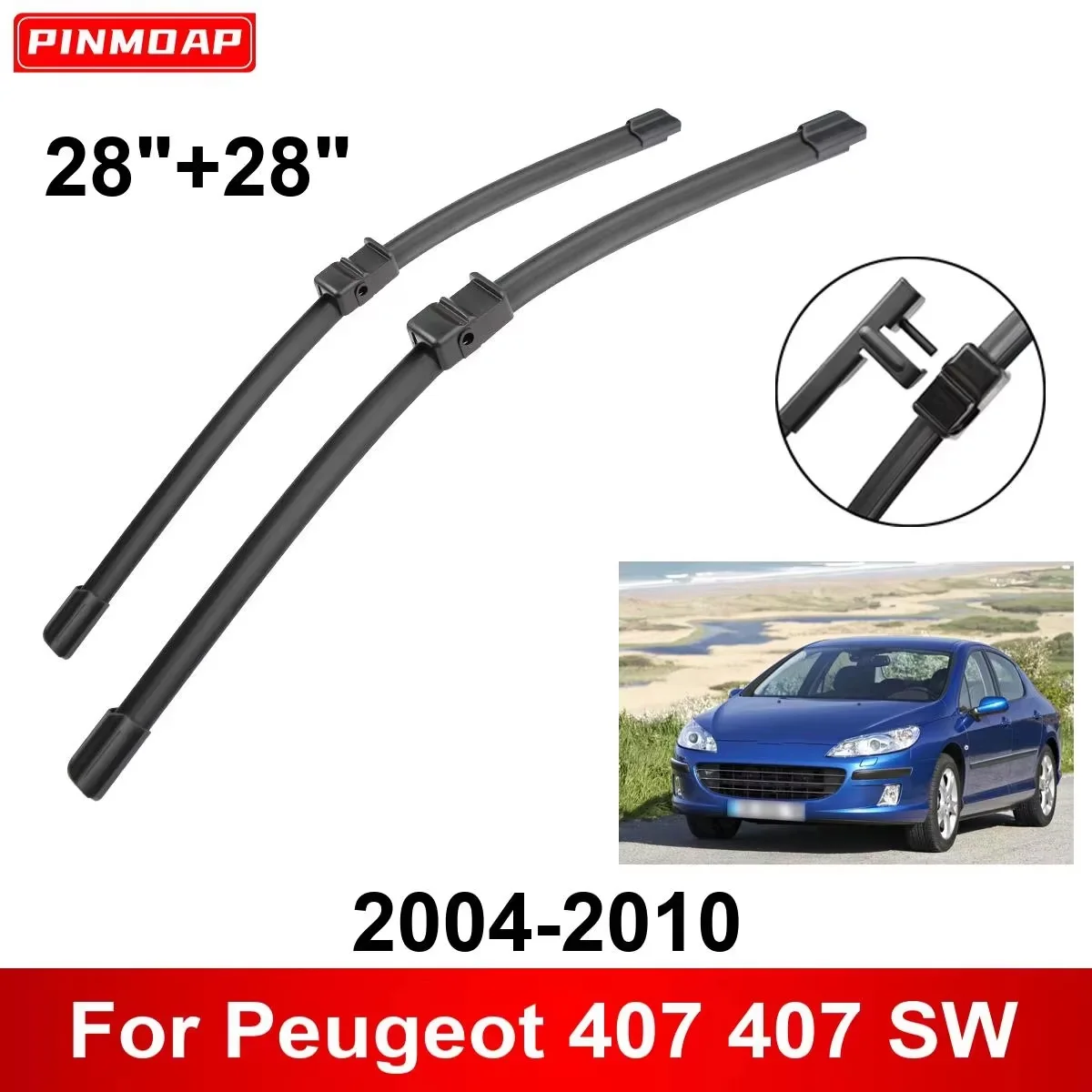 2 pçs lâminas de limpador adequadas para peugeot 407 407 sw 2004-2010 28 "+ 28" lâminas de limpador de pára-brisa dianteiro 2004 2005 2006 2008 2009 2010