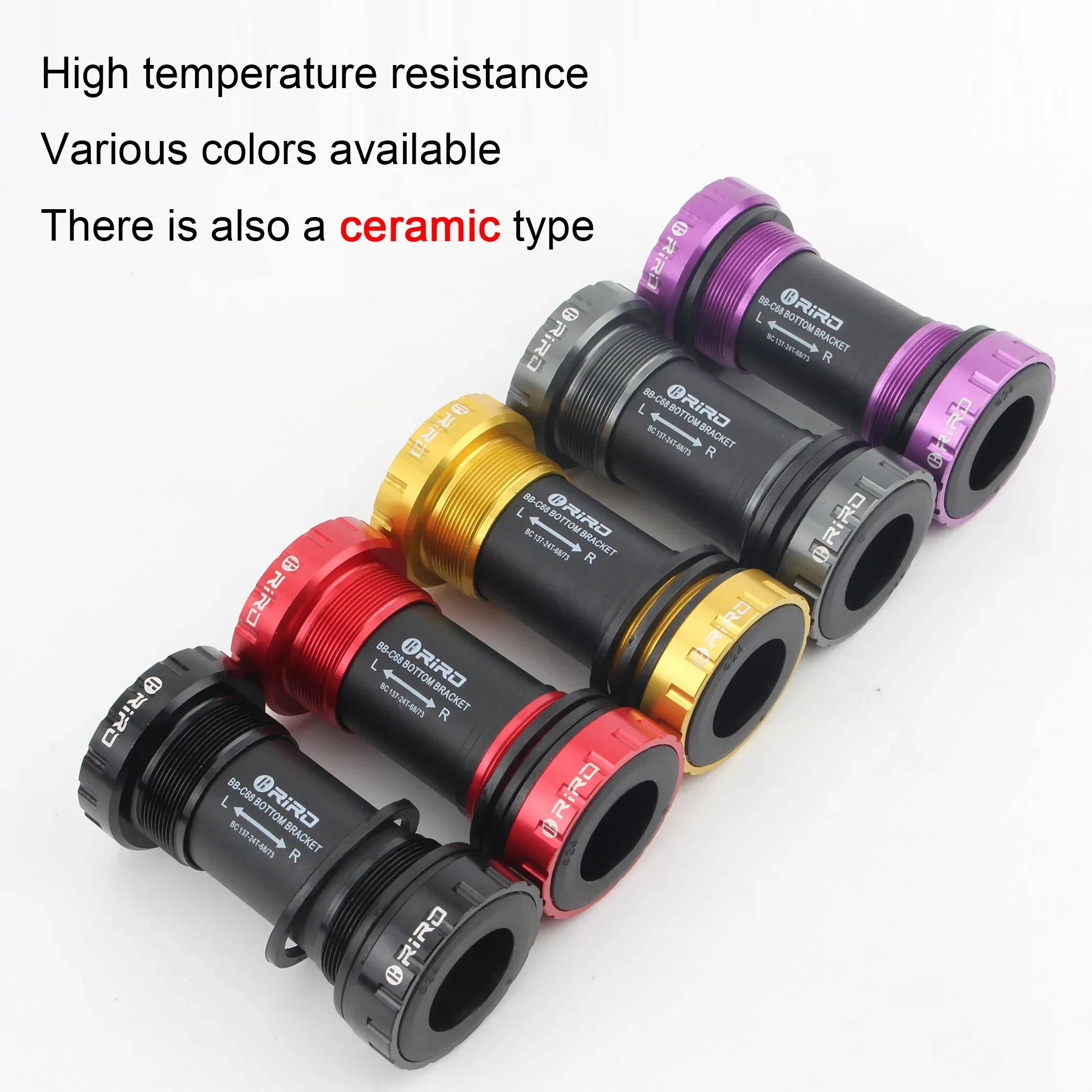 

RIRO Bicycle Ceramic Bottom Bracket BB68/BB92 68/73MM Threaded BB MTB Sealed Bearings Road Bike 1.37/24mm Shaft Univesal Parts