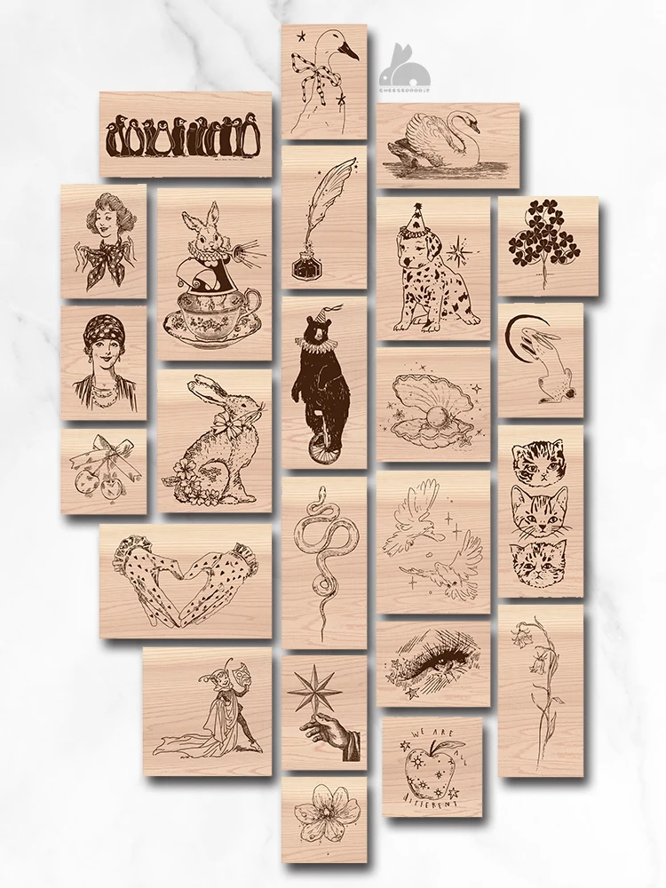 Magiczny królik łabędź miłość ręka drewniany zestaw pieczątek DIY Scrapbooking Album fotograficzny tworzenie kartek drewniana pieczęć
