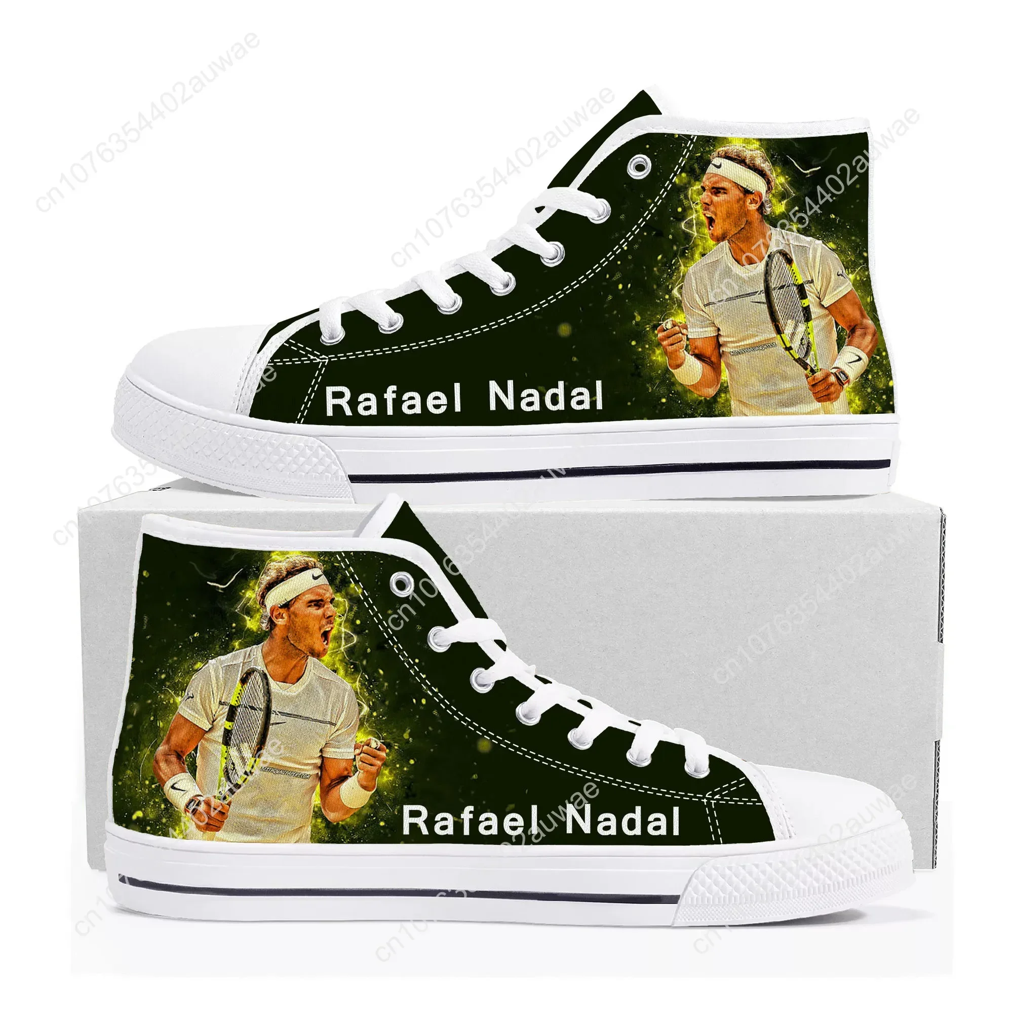 Rafael Nadal tennis player High Top Sneakers Mens Womens Teenager Canvas Sneaker Casual Custom Made Shoes Customize Shoe