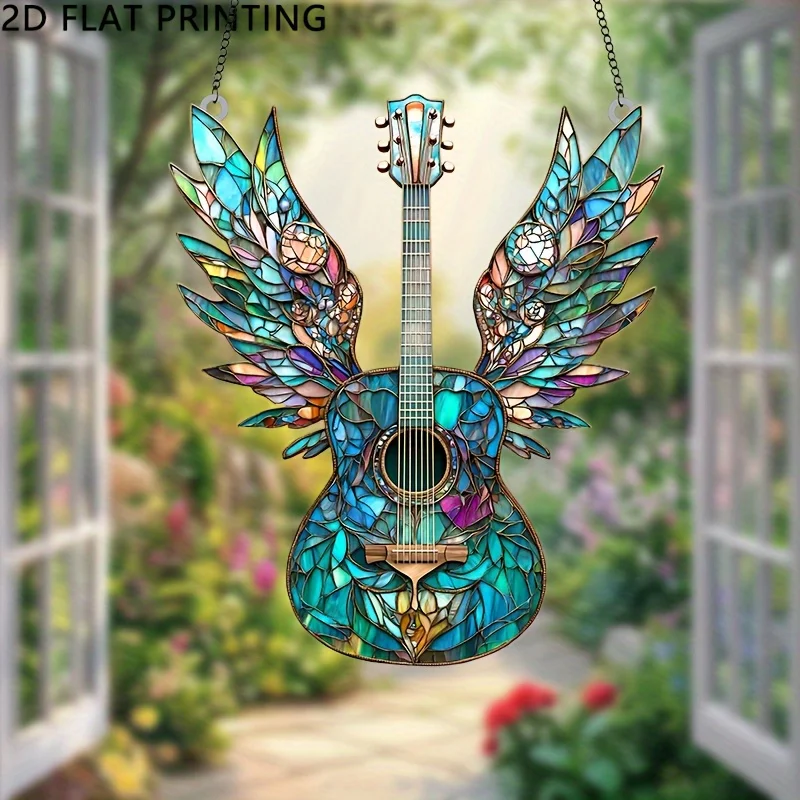 Colored Wing Guitar 2D Art Collection Acrylic Decorative Light Interior Exterior Courtyards Multi-functional Scene Party Decor