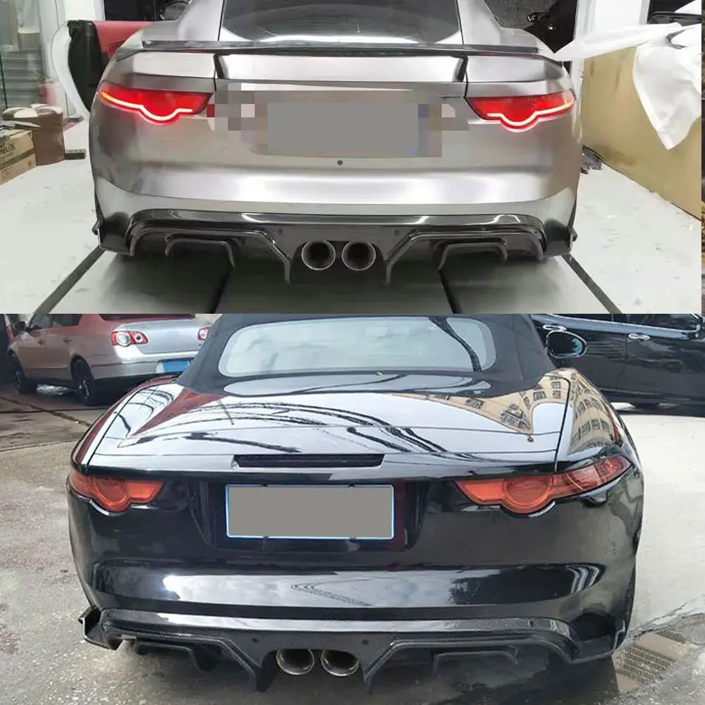 

For F-Type Carbon Fiber Rear Lip Spoiler Diffuser Middle Exhaust Pipe Outlet for Jaguar Coupe 2 Door 2015 - 2019 3 PCS/SET