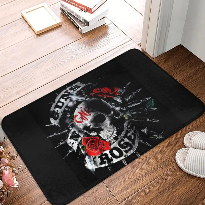 Guns N Roses Heavy Metal Front Door Floor Entrance Mats Indoor Bullet Logo Kitchen Bath Doormat Balcony Carpet Rug