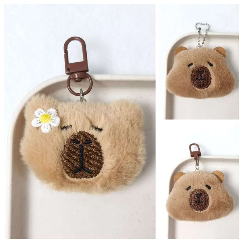 Lindo llavero de felpa de capibara de algodón PP colección esponjosa muñeco de peluche de Capibala cómodo Ins Kapibala mochila colgante Unisex