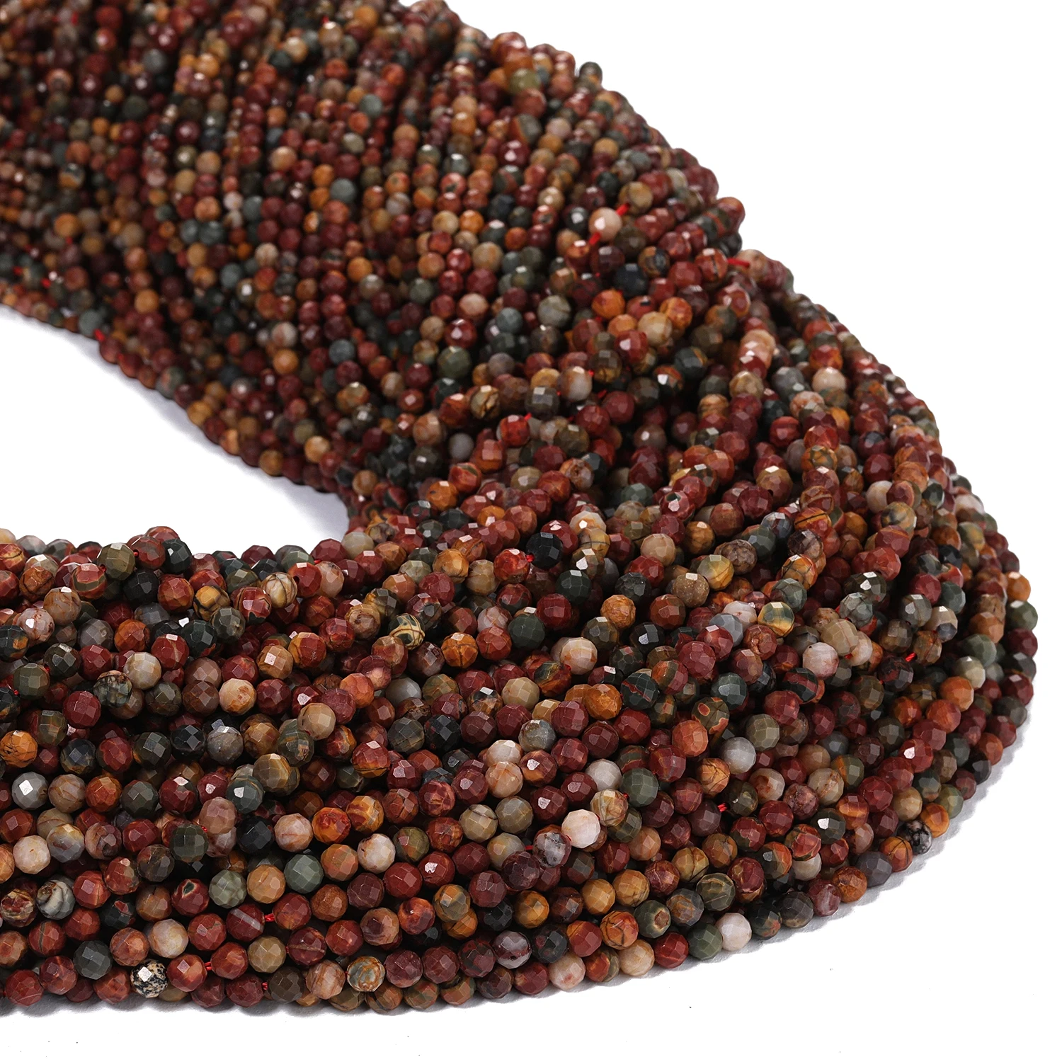 Image of 2 3 4 mm natürliche facettierte Picasso-Jaspis-Edelsteinperlen, Mineralperlen für die Schmuckherstellung, DIY-Armbänder, Halsketten, Zubehör, 15''