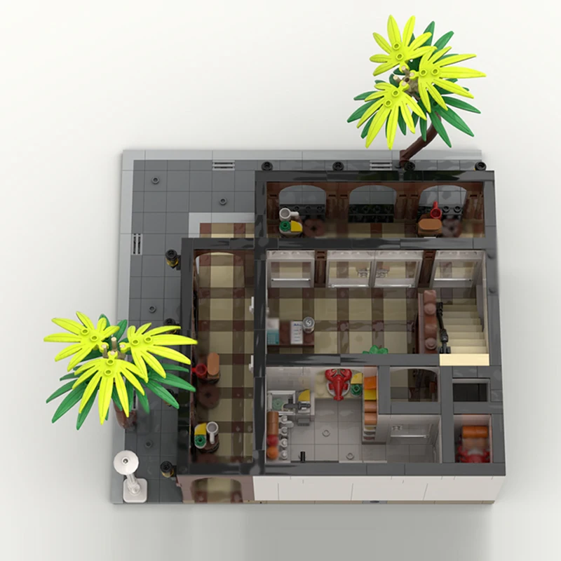 도시 스트리트 뷰 모델 MOC 빌딩 벽돌 해산물 레스토랑 모듈 형 기술 선물 휴일 조립 어린이 장난감 정장