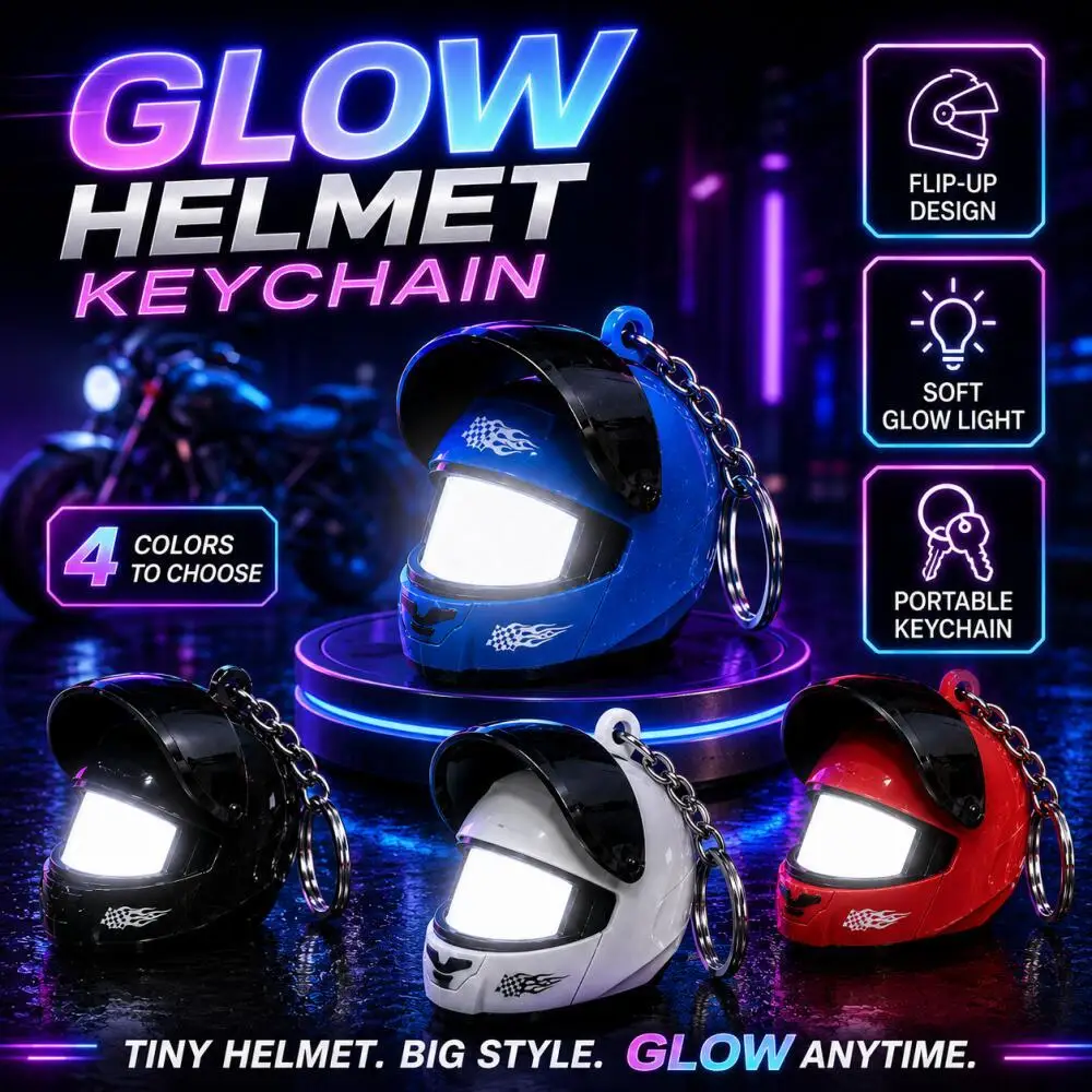 Cool Motorcycle Helmet Keychain Pendant, Light Up Mini Helmet Decor Ornament, Biker Motorcycle Helmet Accessory