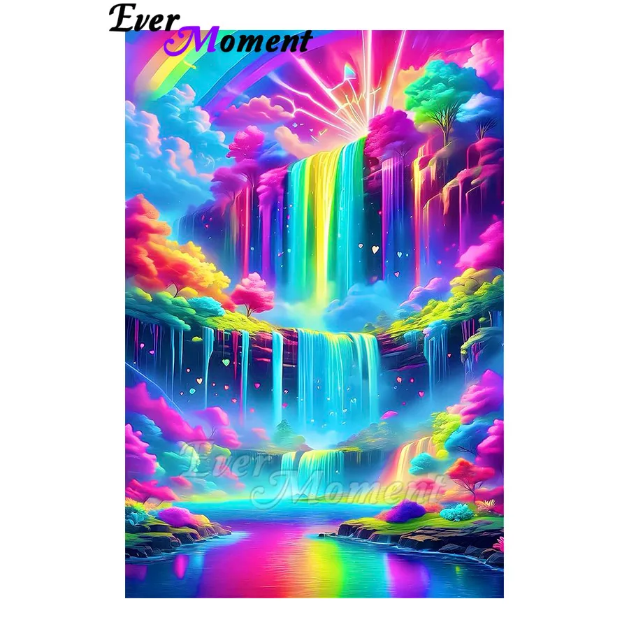 

Ever Moment Square Resin Drill Diamond Painting Colorful Waterfall DIY Wall Art Painting for Living Room ASF3003