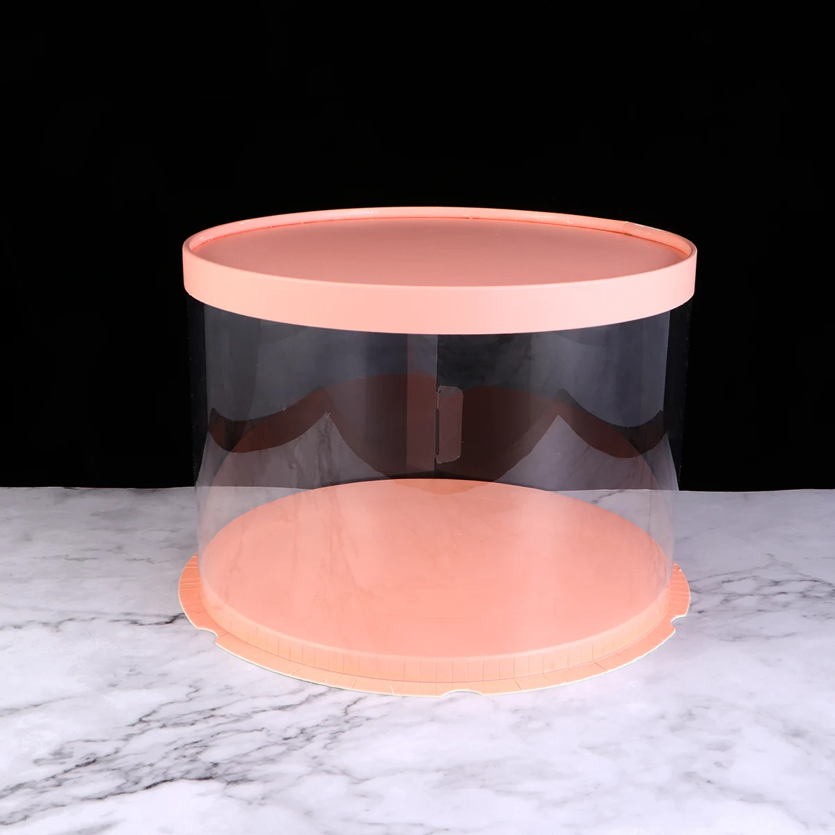 

Plastic Cake Box Round Cake Packaging Boxes Transparent Organizer for Home Dessert Shop (Pink, Single-layer) (8inch)