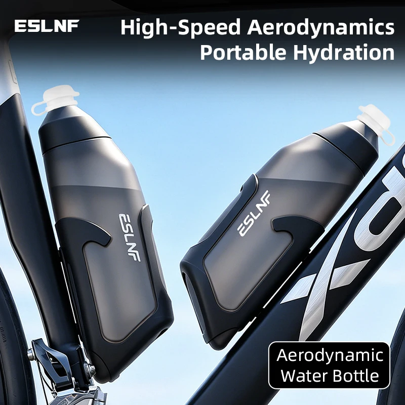 AliExpress NONE ESLNF Aerodynamic Water Bottle Set 680ml Big Capacity Food Grade PP5 Bottle With Ultralight Carbon Bottle Cage Bike Accessories