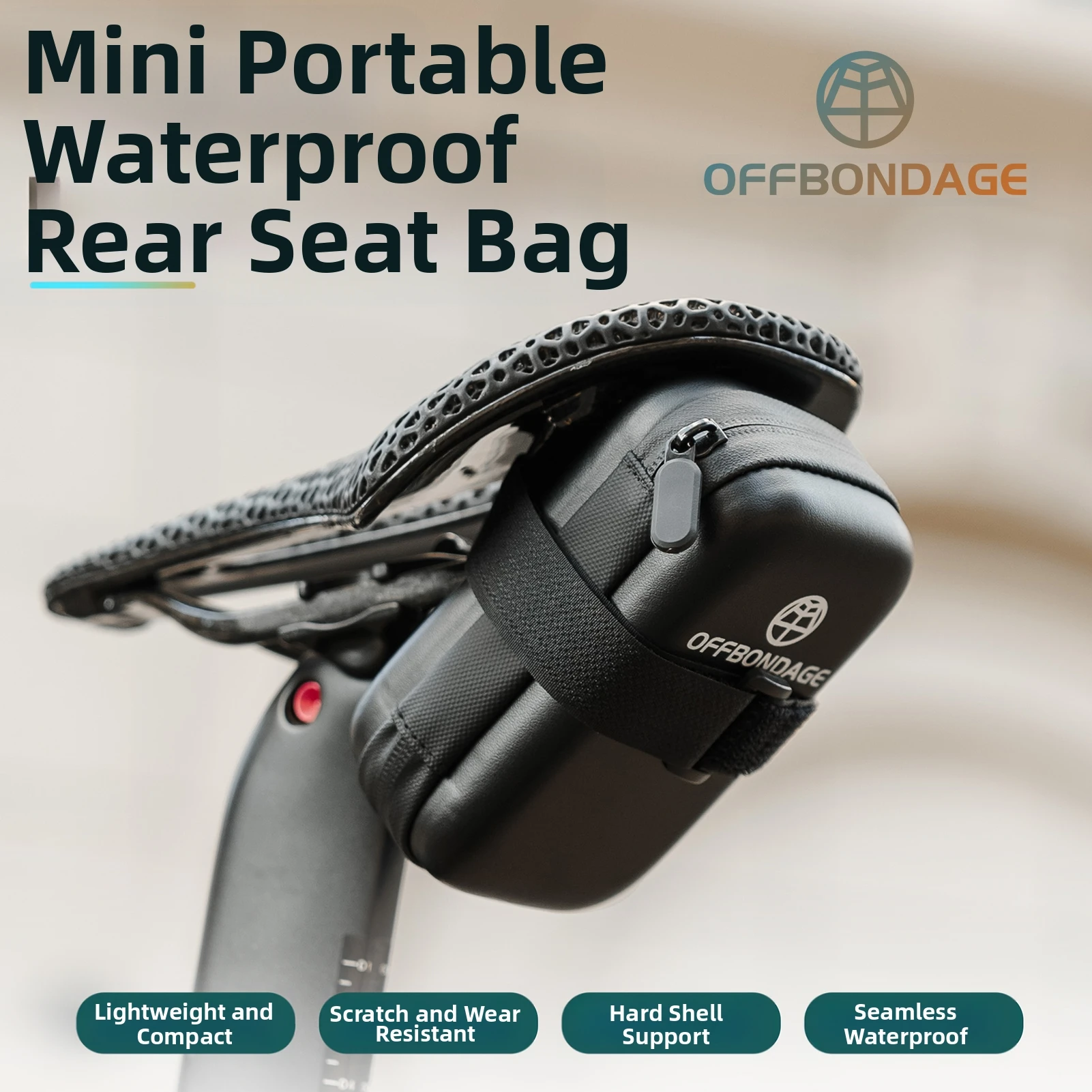 OFFBONDAGE Mini-Fahrrad-Satteltasche, tragbar, Rennrad, Hecktasche, wasserdicht, leicht, 0,7 l, Tasche, Radfahren, Werkzeugtasche, MTB-Zubehör