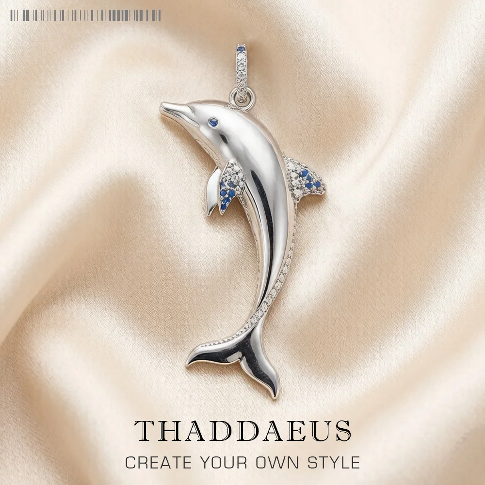 Cheerful Dolphin With Blue Stones Pendant Brand 925 Sterling Silver Jewelry 2023 Accessorie Good Luck Gift For Woman