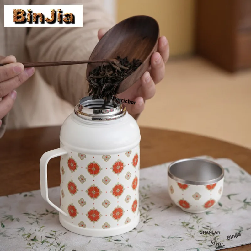470ml Everything Goes Well Small Thermos Flask Thermo Jug Ceramic Tea Tumbler Tea Set Office Tea Infuser Pot Drinking Water Mug