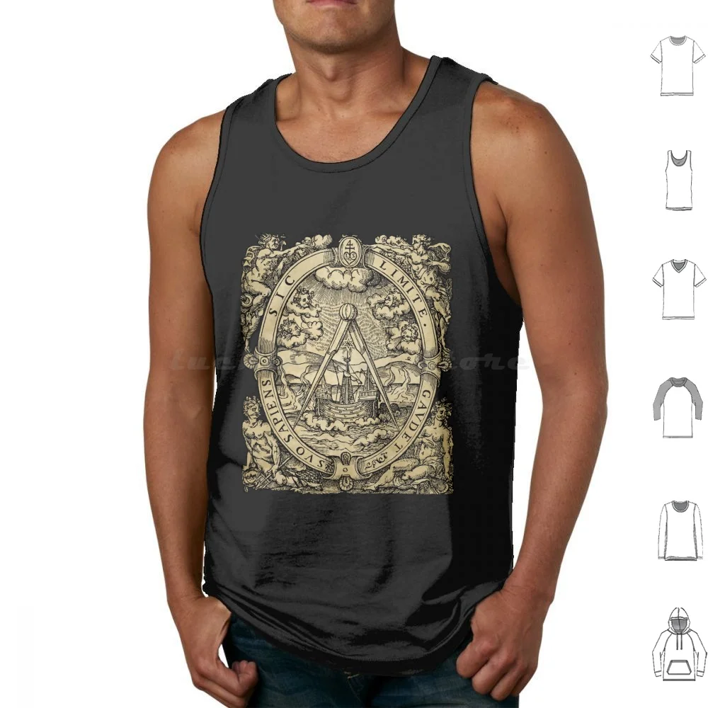 Vintage Navigation Illustration Tank Tops Print Cotton Sea Monster Kracken Giant Squid Octopus Creature Horror Sailor