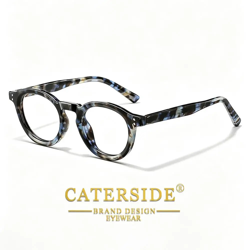 CATERSIDE Modische Herren-Anti-Blaulicht-Brille, Tr-90, runder Rahmen, flache Lichtbrille, Damen-Computer-Lese-Schutzbrille – Detail 7