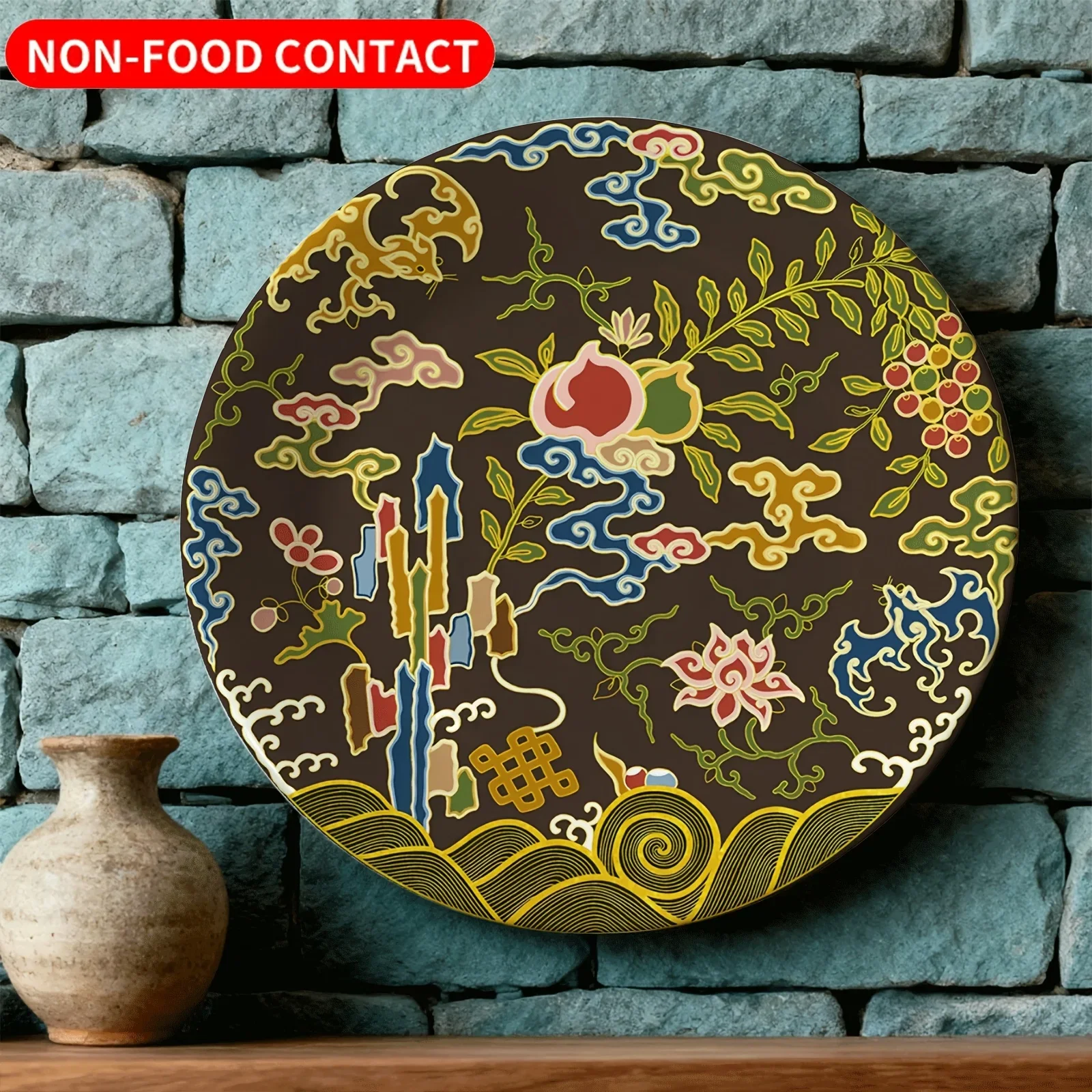 1pc Decorative Plate, Ruyi Xiang Yun Lucky Pattern Ceramic Wall Art for Home, Living Room, Party & Holiday Decoration – Perfect
