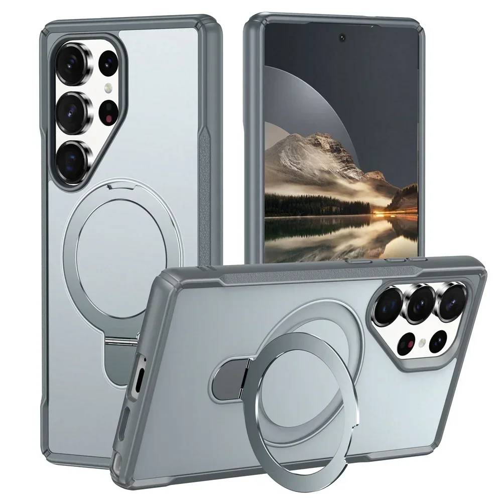 Magnetische kabellose Ladegerät-Telefonhülle für Samsung Galaxy S25 S24 Ultra Plus A06 A16 A26 A35 A55 A05 5G Ständer Schutzhülle