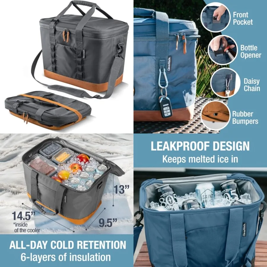 

Pacifica Collapsible Cooler Bag Portable Cooler Bag for Travel, Foldable Insulated Cooler for Beach, Picnic and Tailgating, Hol