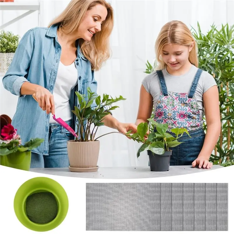ABUG-Flower Pot Hole Cover 20PCS Drainage Screen Mesh Pad, Reusable Bonsai Soil Control For Planter