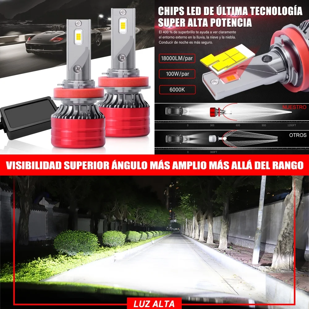 

H4 Светодиодная лампа для фар 100 Вт 22000 лм 6000 Ксеноновая белая эффективность системы охлаждения 9005 HB3 Лампы для фар дальнего/ближнего света 12 В H11 H7 H8