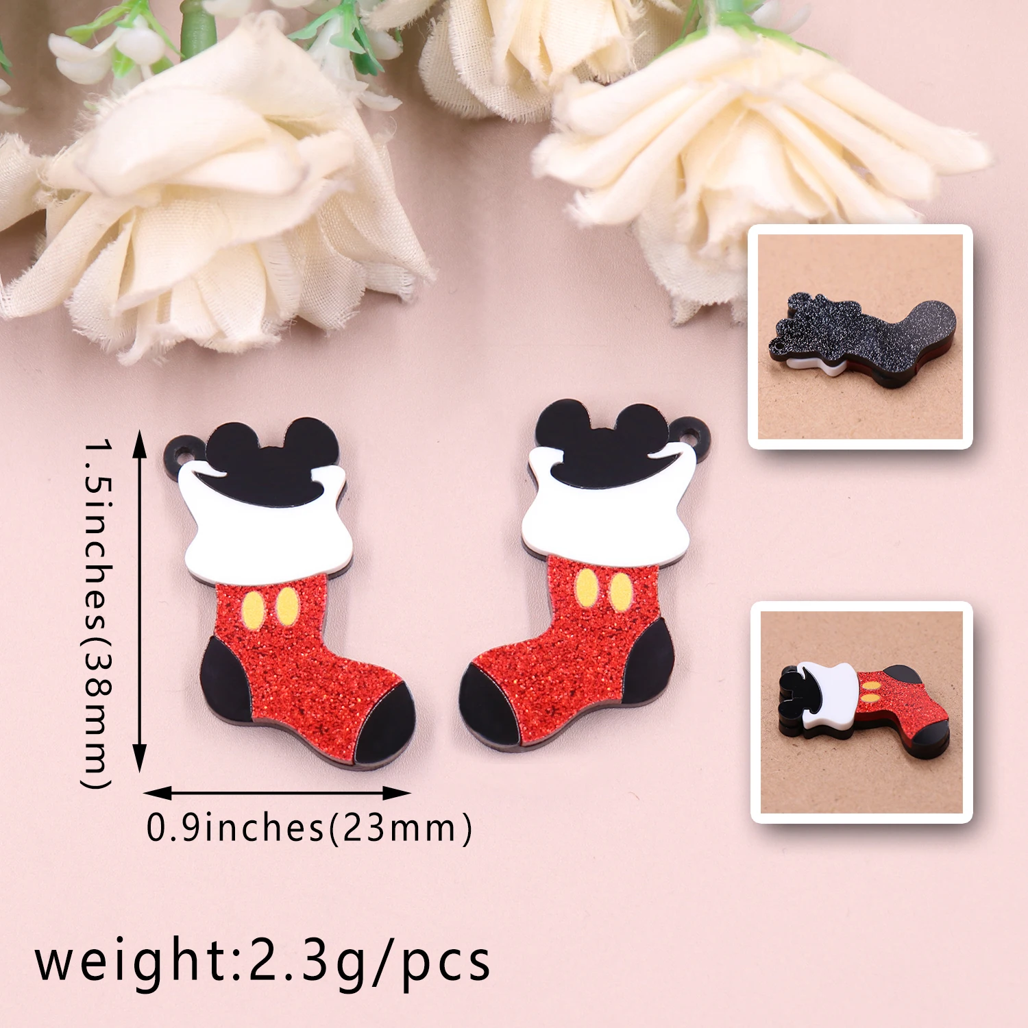 1 pair 38mm New product CN  mouse Socks For earring acrylic women\'s cute jewelry accessories