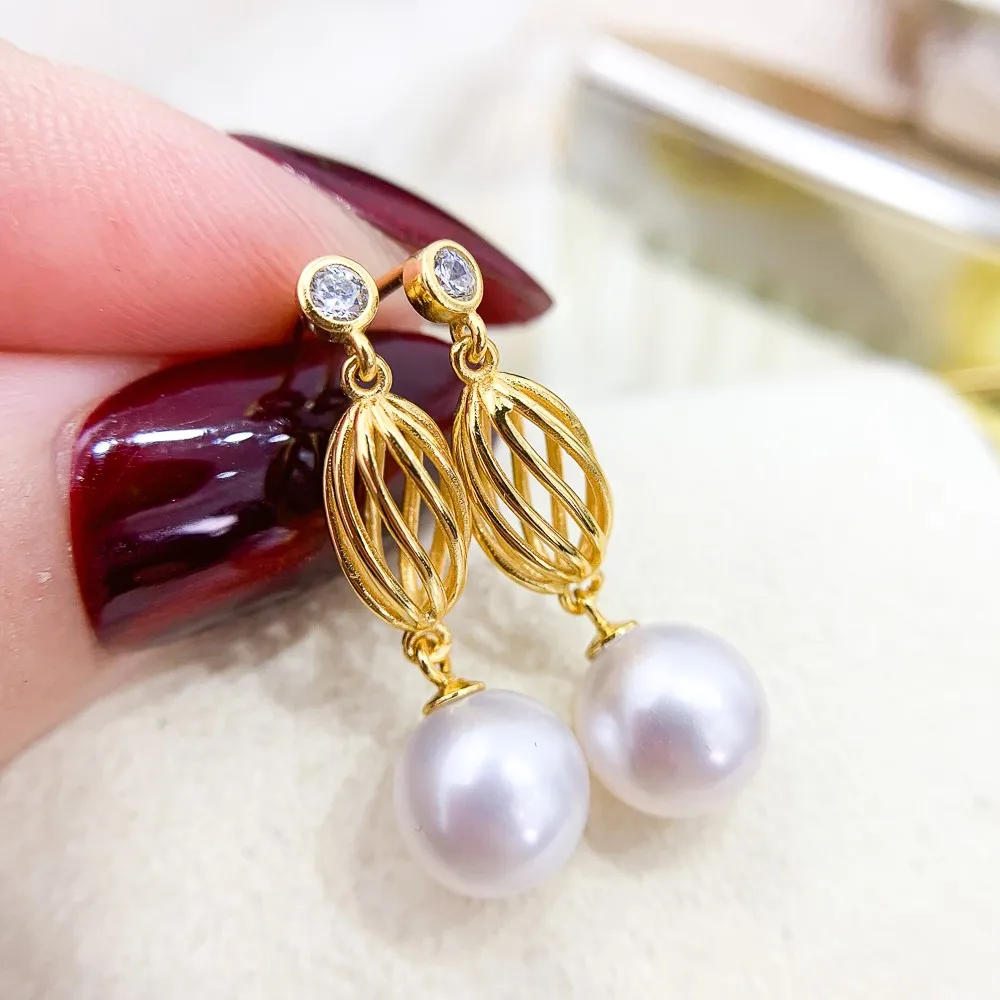 Elegant Drop Pearl Earrings Design Fittings&Components Women Handmade DIY Jewelry Making Components