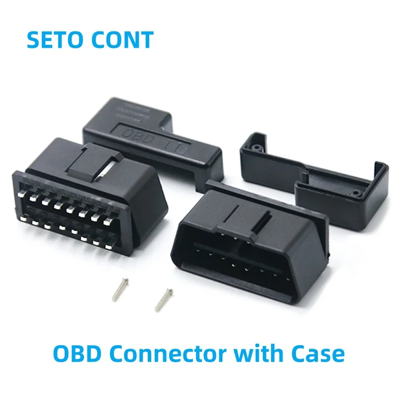 J1962 Black Color Assembled OBD Connector with OBD2 Cover and Screws for Flat OBD2 Cables