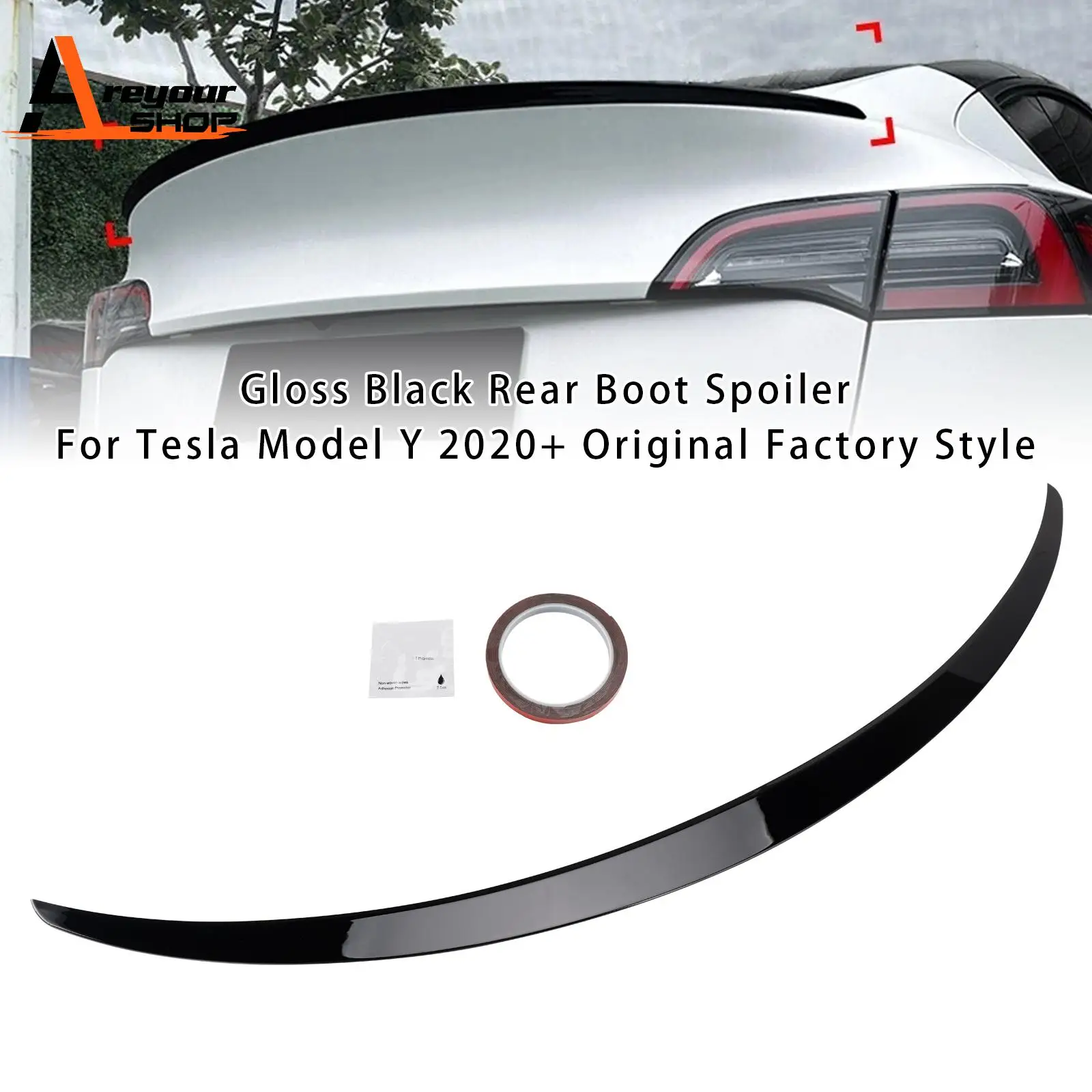 

Спойлер на крышку багажника Areyourshop, глянцевый черный, для Tesla Model Y 2020+, в стиле оригинального заводского исполнения