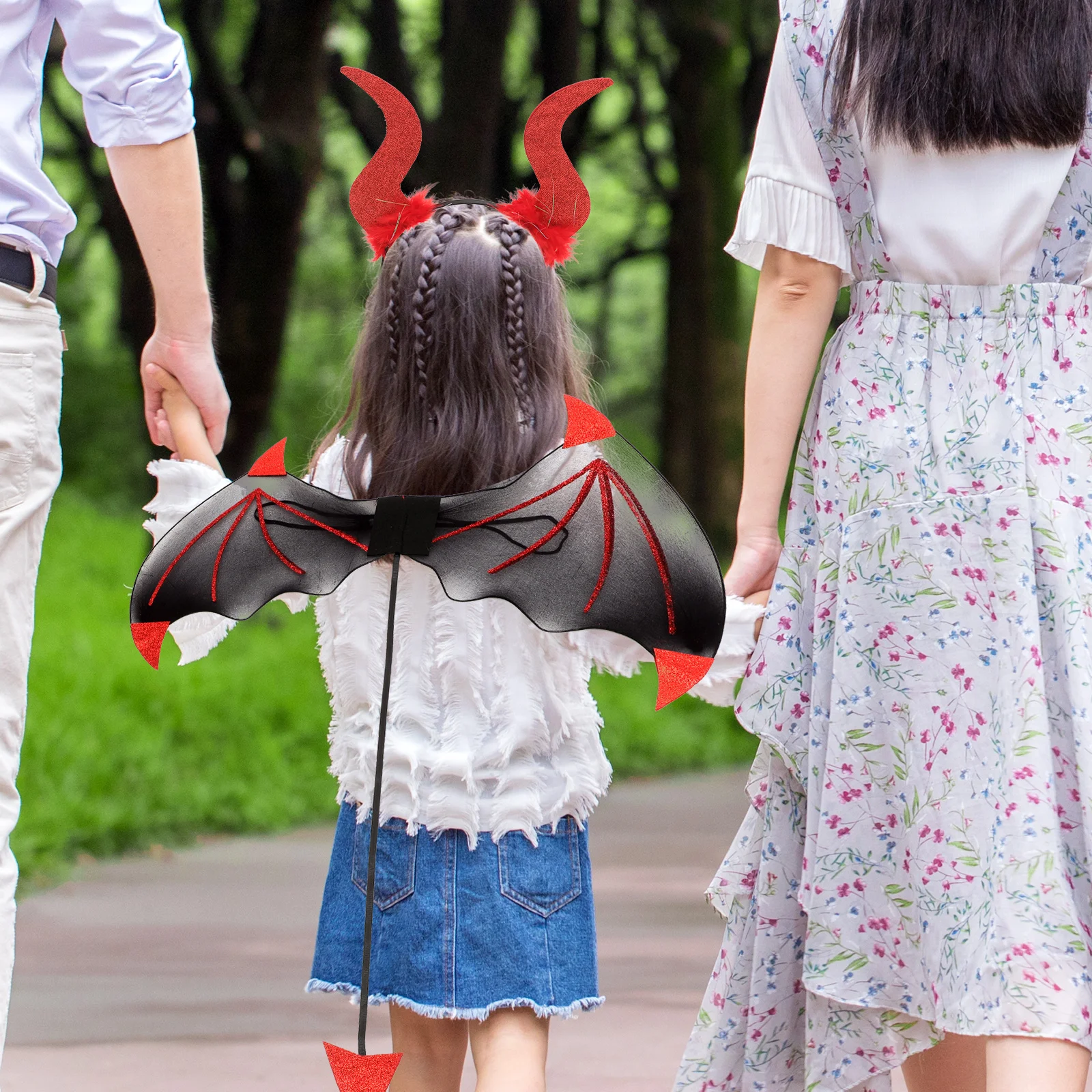 

1 set Demon Wings Set Costume Accessories Halloween Headpiece Horns Props Party Supplies Cosplay Decorations Festive DIY