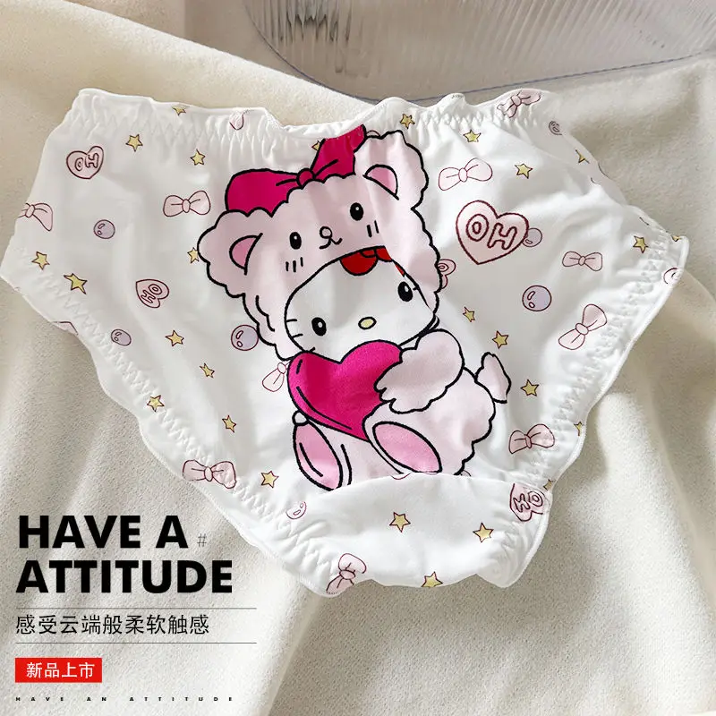 

Sanrios girls fashionable triangle curled panties kawaii Hello Kitty cartoon cute sexy comfortable breathable fashionable thong