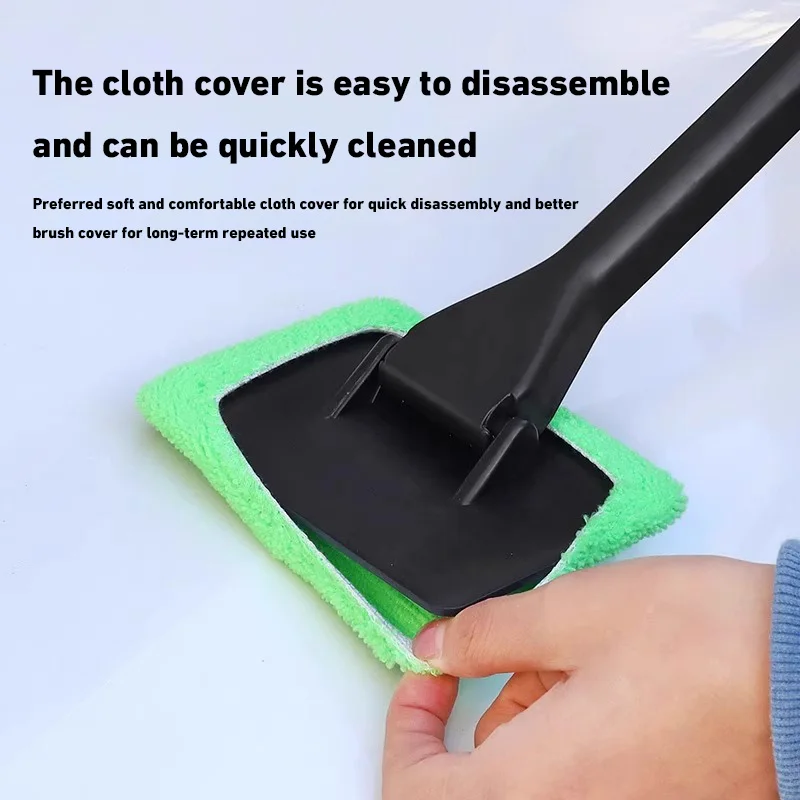 Car Windshield Cleaning Brush Kit Car Window Wiper Home Glass Defogging Dust Towel With Long Handle Cleaner Brush Washing Tool