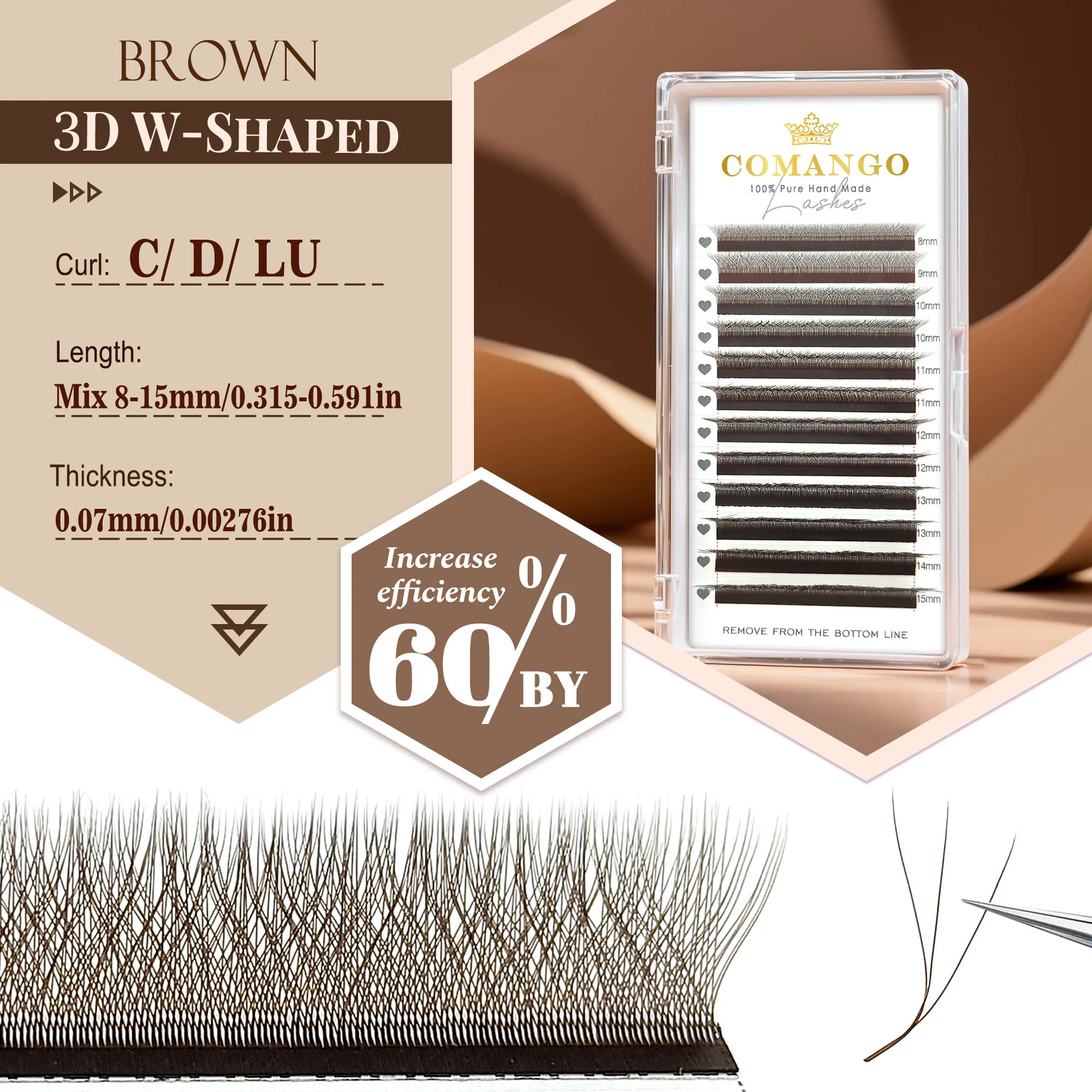 CoMango W geformt 3D 4D 5D automatisch blühende braun vorgefertigte Fans falsche Wimpern Erweiterungen Kosmetik